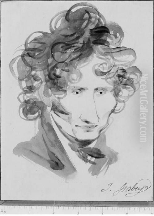 Caricature Of Henri Auguste (recto And Verso) Oil Painting by Jean-Baptiste Isabey