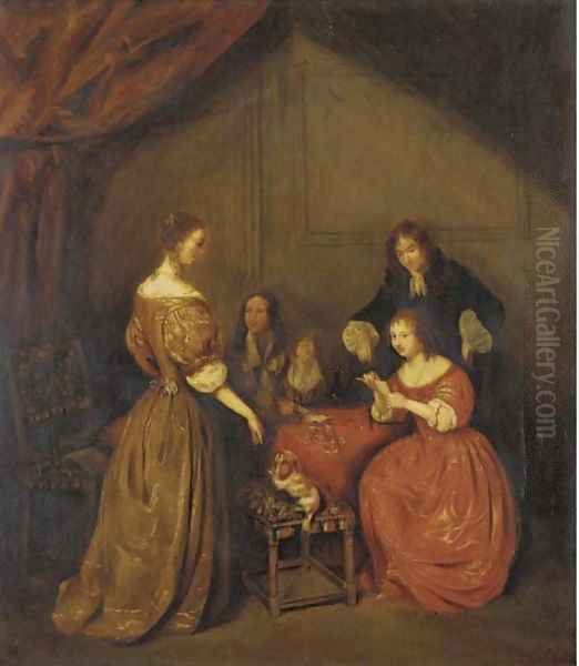 A game of cards Oil Painting by Willem Van Mieris Leiden