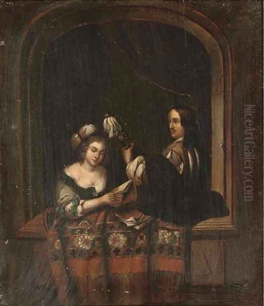 A music recital at a casement Oil Painting by Willem Van Mieris Leiden