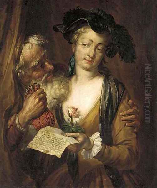 Unequal Love Oil Painting by Willem Van Mieris Leiden