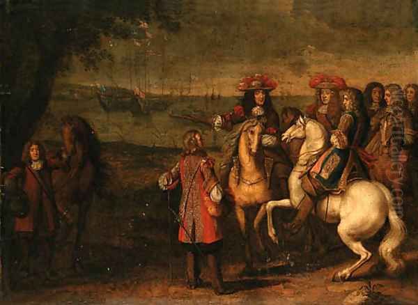 King Charles II and the Duke of York Oil Painting by Adam Frans van der Meulen