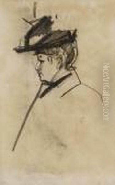 Elegant Woman With A Hat Oil Painting by Isaac Lazarus Israels