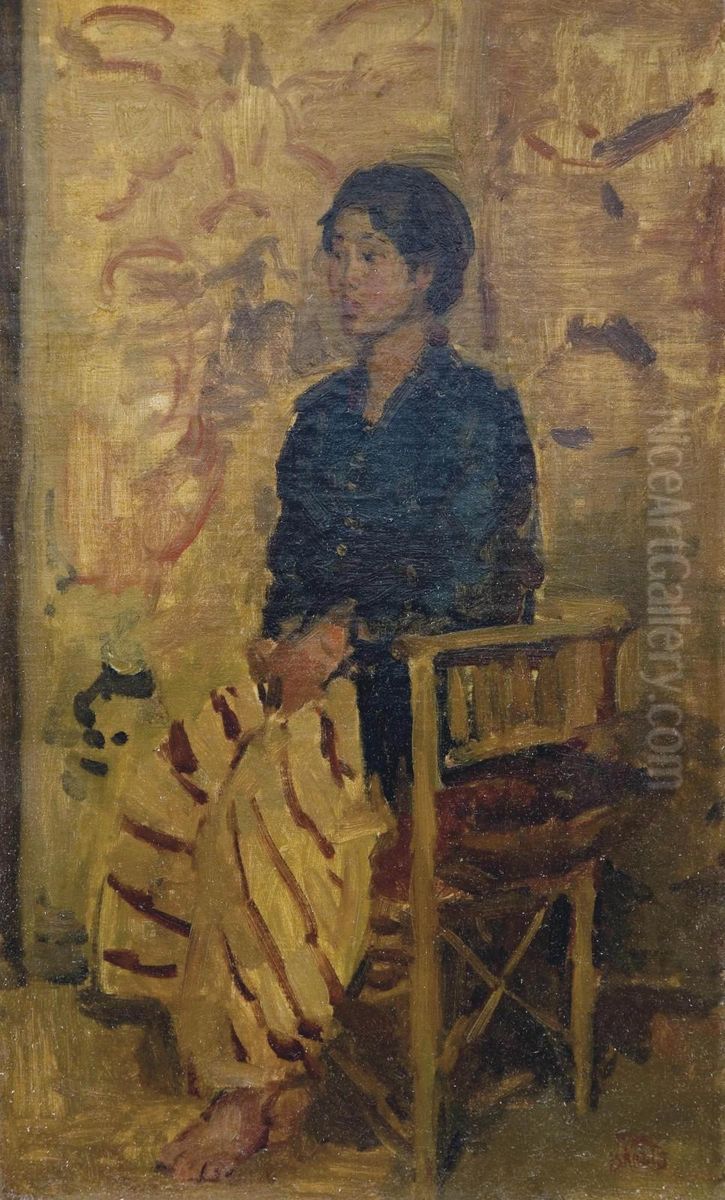 A Portrait Of A Seated Javanese Beauty Oil Painting by Isaac Lazarus Israels