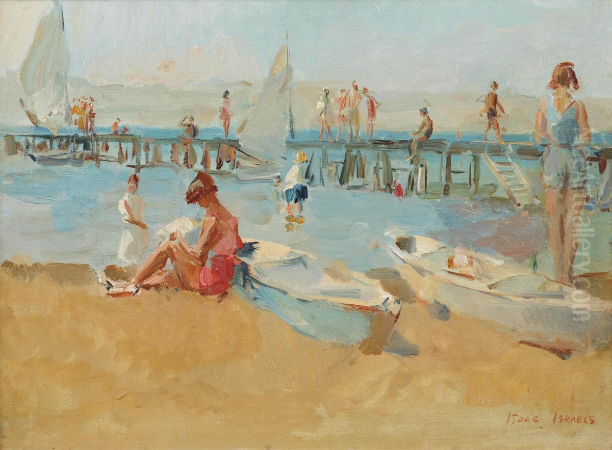 Figures On The Beach Of Viareggio Oil Painting by Isaac Lazarus Israels