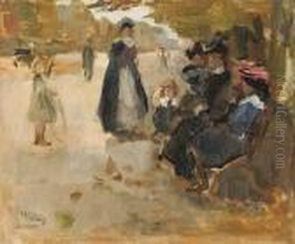 An Autumn Day In A Park, Paris Oil Painting by Isaac Lazarus Israels
