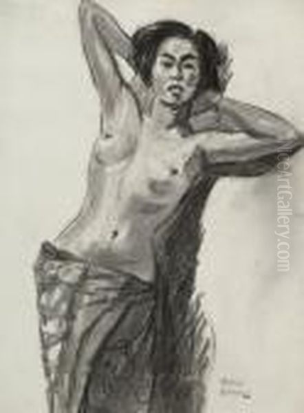 Standing Female Nude Oil Painting by Isaac Lazarus Israels