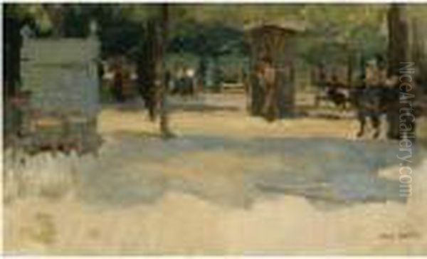 Elegant Parisians At The Tuilieries On A Sunny Day Oil Painting by Isaac Lazarus Israels