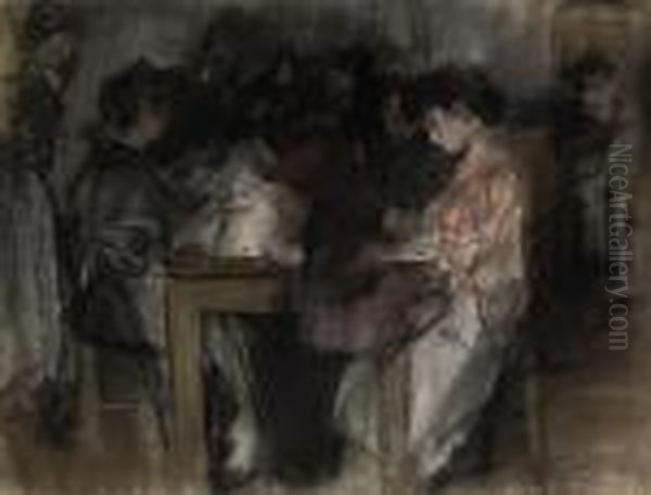 Seamstresses At Atelier Paquin, Paris Oil Painting by Isaac Lazarus Israels