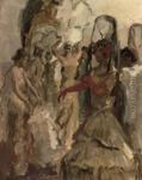 Preparing For The Performance At The Scala, The Hague Oil Painting by Isaac Lazarus Israels