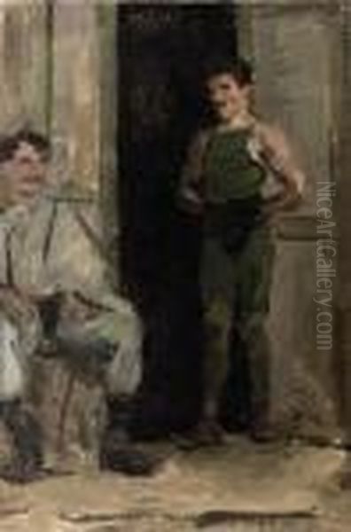 Two Wrestlers Oil Painting by Isaac Lazarus Israels