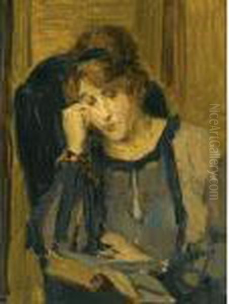 A Woman Reading Oil Painting by Isaac Lazarus Israels