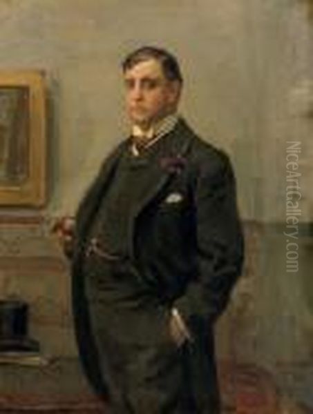 A Portrait Of Mr. H.j. Van Ogtrop (1866-1914) Oil Painting by Isaac Lazarus Israels