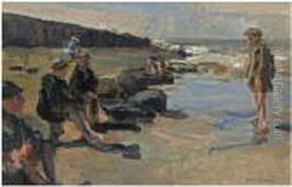 Boys At The Pier, Scheveningen Oil Painting by Isaac Lazarus Israels