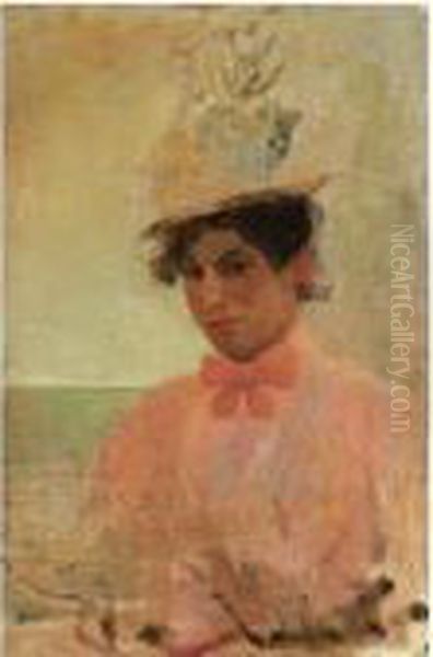 An Elegant Lady In A Hat Oil Painting by Isaac Lazarus Israels