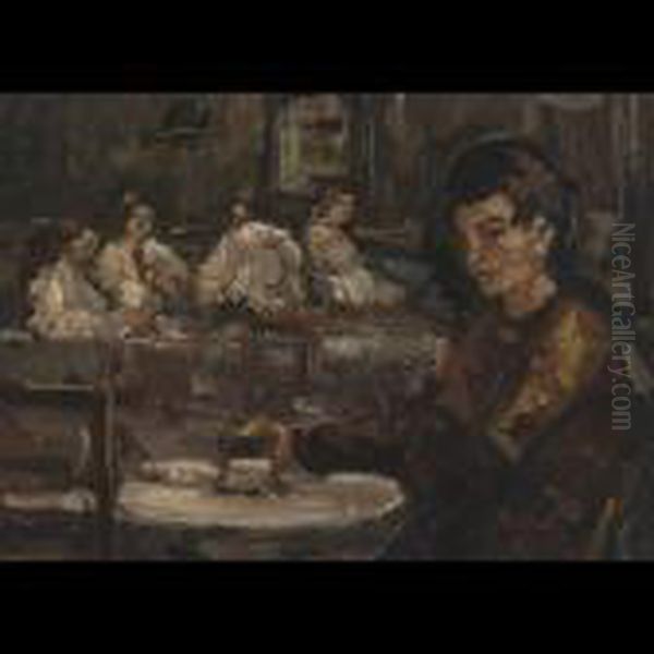 Seamstresses In A Workshop Oil Painting by Isaac Lazarus Israels