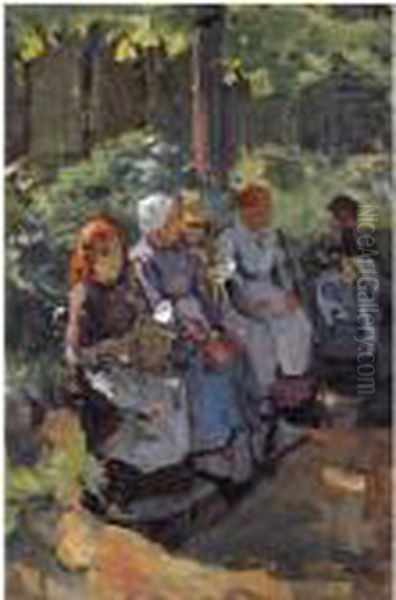 A Sunny Moment In The Park, Amsterdam Oil Painting by Isaac Lazarus Israels