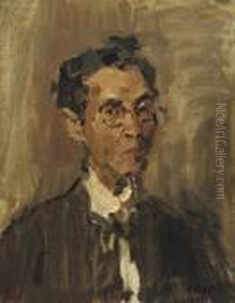 A Portrait Of The Artist Johannes Evert Hendrik Akkeringa Oil Painting by Isaac Lazarus Israels