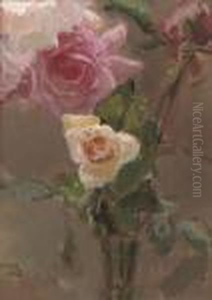 Pink Roses Oil Painting by Isaac Lazarus Israels