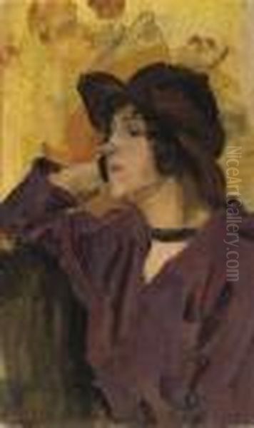 A Pretty Pose Oil Painting by Isaac Lazarus Israels