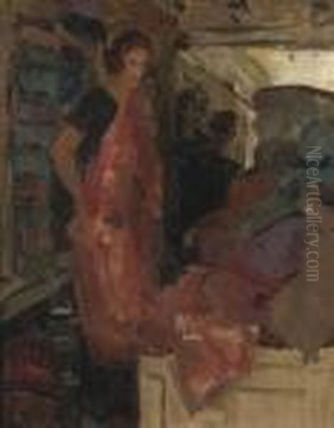 The Wijnman Fashion Store, The Hague Oil Painting by Isaac Lazarus Israels