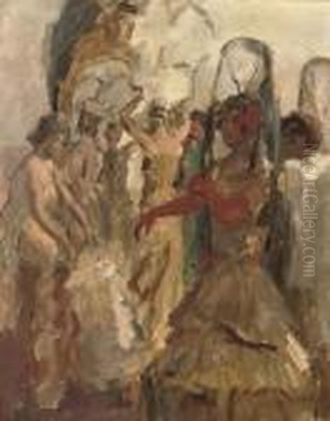 Preparing For The Performance At Scala, The Hague Oil Painting by Isaac Lazarus Israels