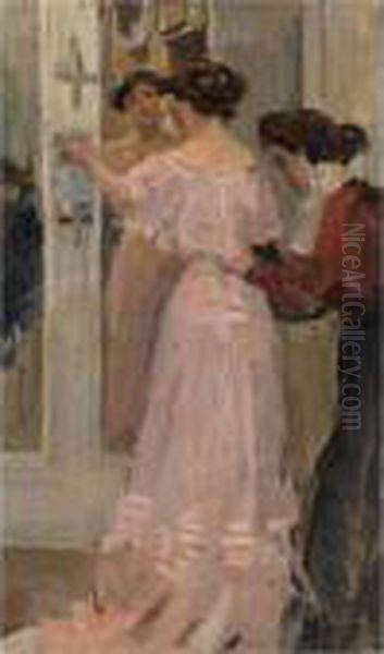 In The Fitting Room Of Hirsch, Amsterdam Oil Painting by Isaac Lazarus Israels