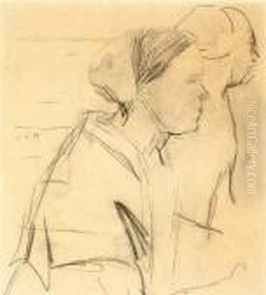 Two Women Oil Painting by Isaac Lazarus Israels