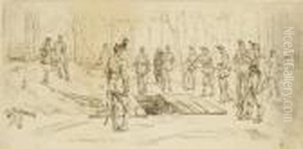 Un Enterrement Militaire En Hollande Oil Painting by Isaac Lazarus Israels