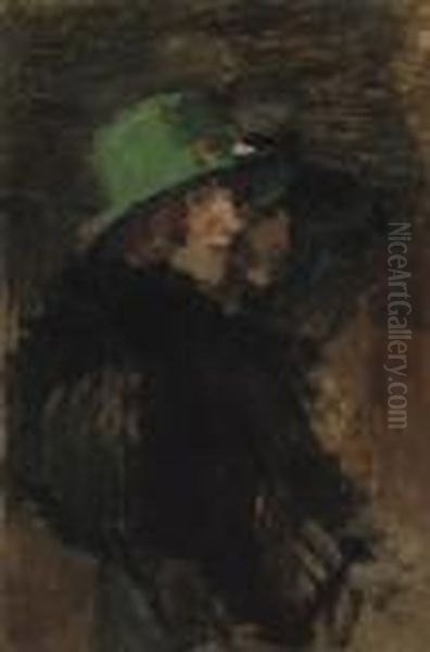 The Green Hat Oil Painting by Isaac Lazarus Israels