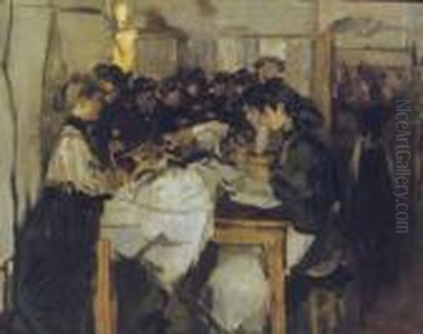 Seamstresses At Atelier Paquin, Paris Oil Painting by Isaac Lazarus Israels