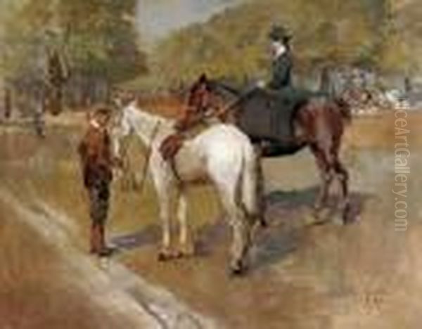 A Ride In The Park Oil Painting by Isaac Lazarus Israels