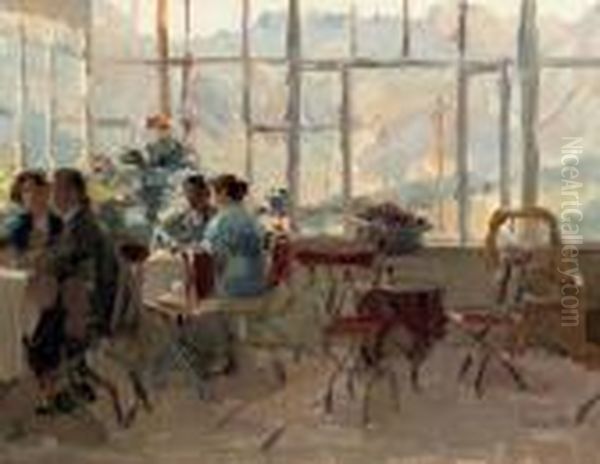 Lunch In A Pension In Pontresina, Switzerland Oil Painting by Isaac Lazarus Israels