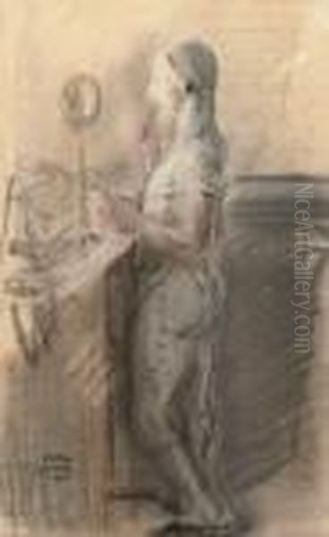 Preparing For The Performance Oil Painting by Isaac Lazarus Israels