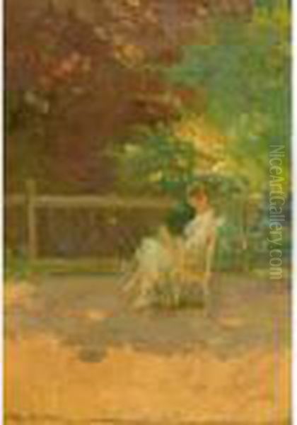 A Woman Reading In A Garden Oil Painting by Isaac Lazarus Israels