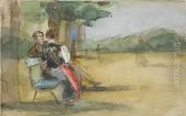 Figures Resting On A Park Bench Oil Painting by Isaac Lazarus Israels