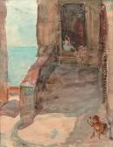 Sitting On The Steps Oil Painting by Isaac Lazarus Israels