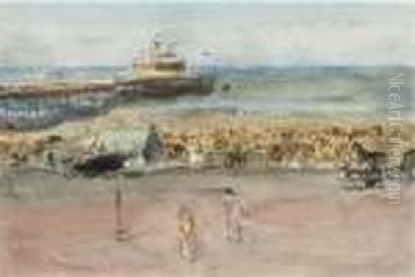 A Sunny Day On Scheveningen Boulevard Oil Painting by Isaac Lazarus Israels