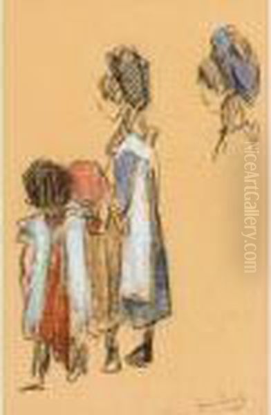 Amsterdamse Weesmeisjes Oil Painting by Isaac Lazarus Israels