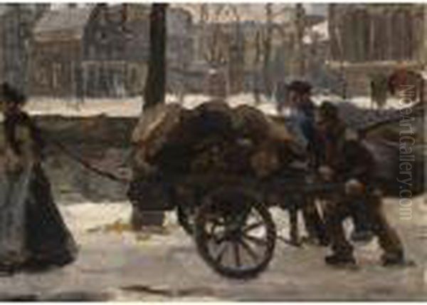 A View Of The Prinsengracht Near The Noordermarkt, Amsterdam Oil Painting by Isaac Lazarus Israels