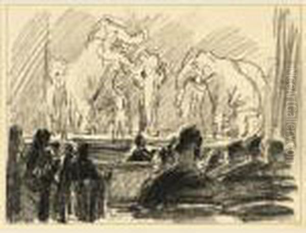 Olifanten Op Het Toneel Van Het Scala Theater, Den Haag Oil Painting by Isaac Lazarus Israels