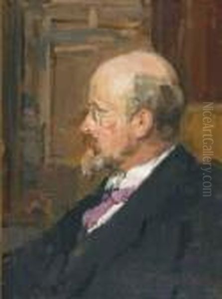 Portrait Of Jan Pieter Veth In His Studio Oil Painting by Isaac Lazarus Israels