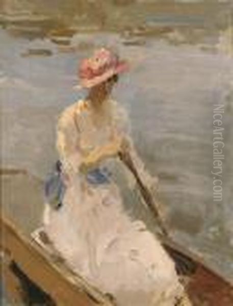 Lady On A Boat On The River Thames London Oil Painting by Isaac Lazarus Israels