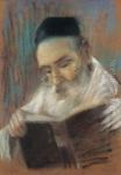 Old Jew Reading A Book Oil Painting by Isaac Lazarus Israels
