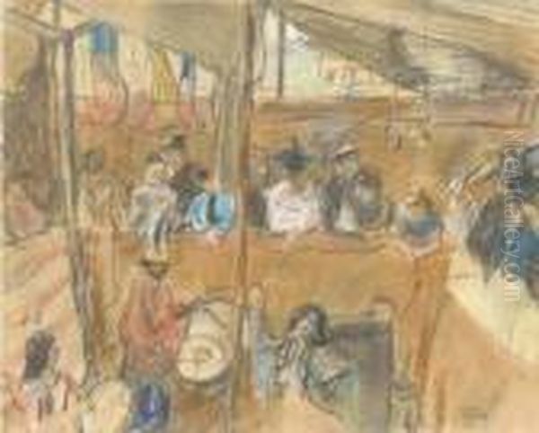 Cabaret In A Tent Oil Painting by Isaac Lazarus Israels