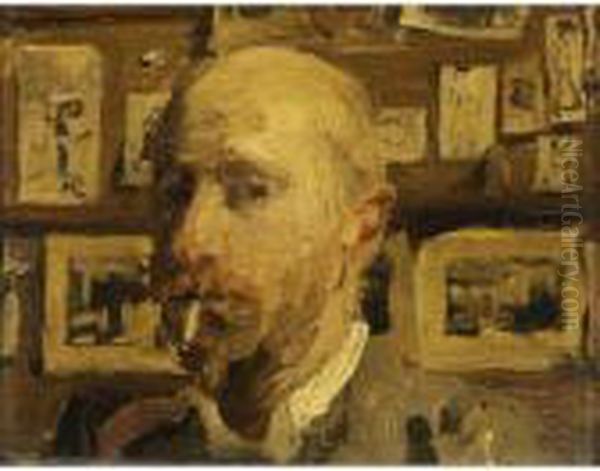 A Self Portrait In The Artist's Studio Oil Painting by Isaac Lazarus Israels