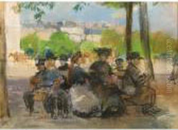 Figures In A Park, Paris Oil Painting by Isaac Lazarus Israels