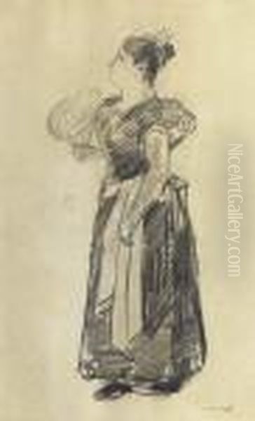 The Evening-dress (recto); Acrobats (verso) Oil Painting by Isaac Lazarus Israels