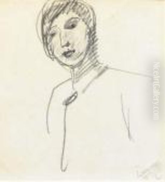 Study Of A Young Woman; And Study Of Two Young Women Oil Painting by Isaac Lazarus Israels