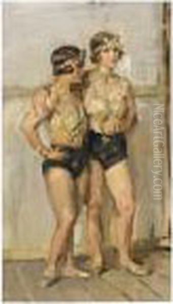Two Acrobates Oil Painting by Isaac Lazarus Israels