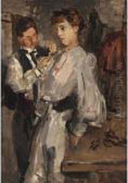 At The Fitting Room, Paquin Oil Painting by Isaac Lazarus Israels